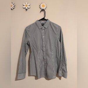 Women’s Talbots Gray & White Striped Button Down Long Sleeve Shirt Size 6P